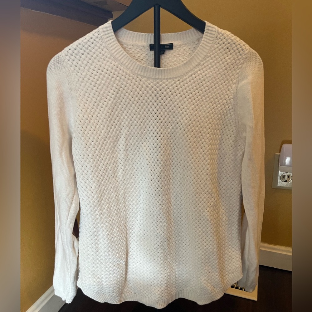 Textured Crewneck Sweater - White